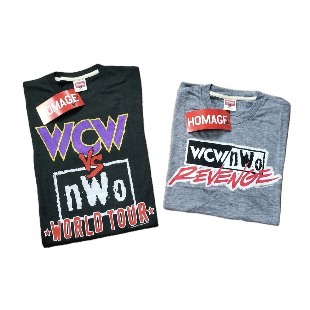 NWT Homage WCW Vs NWO Revenge & World Tour N64 Mens Small Lot Of 2 T-Shirts WWE